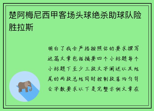 楚阿梅尼西甲客场头球绝杀助球队险胜拉斯